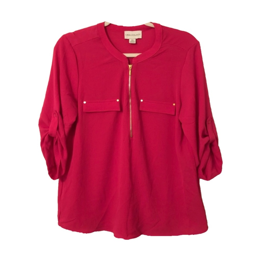 Hot Pink Blouse with Gold Accents